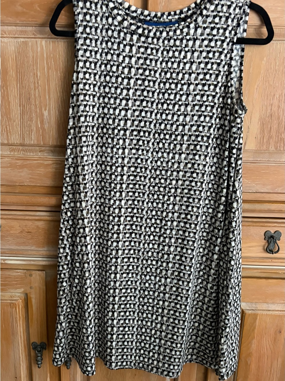 Apt. 9 Black and White Patterned Swing Dress in Petite Large